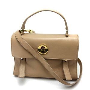 SAINT LAURENT Beige Leather Shoulder Bag